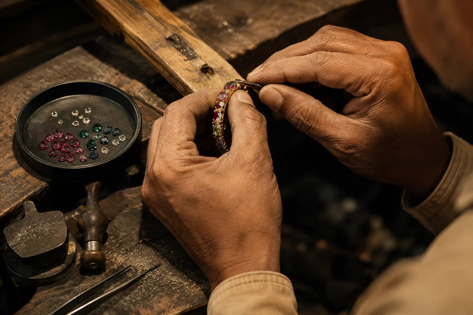 Master craftsman setting a gem